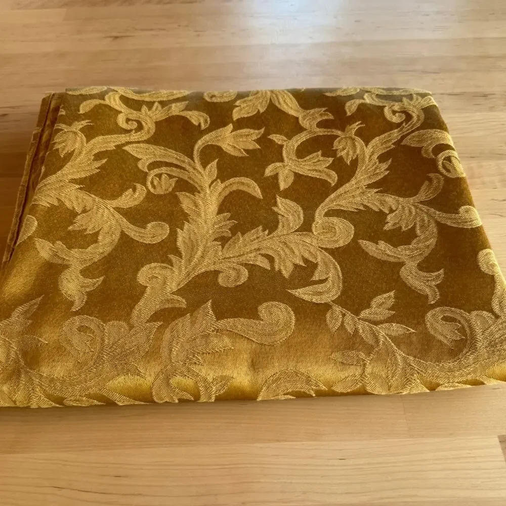 Gold Damask Jacquard Wedding Banquet Rectangle Tablecloth Formal Decor 56x100